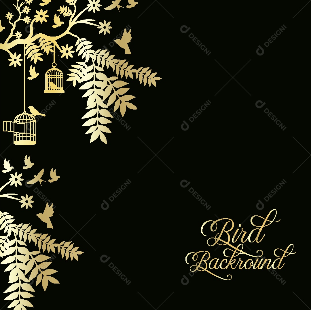 Background de Pássaros e Folhas Vetor EPS