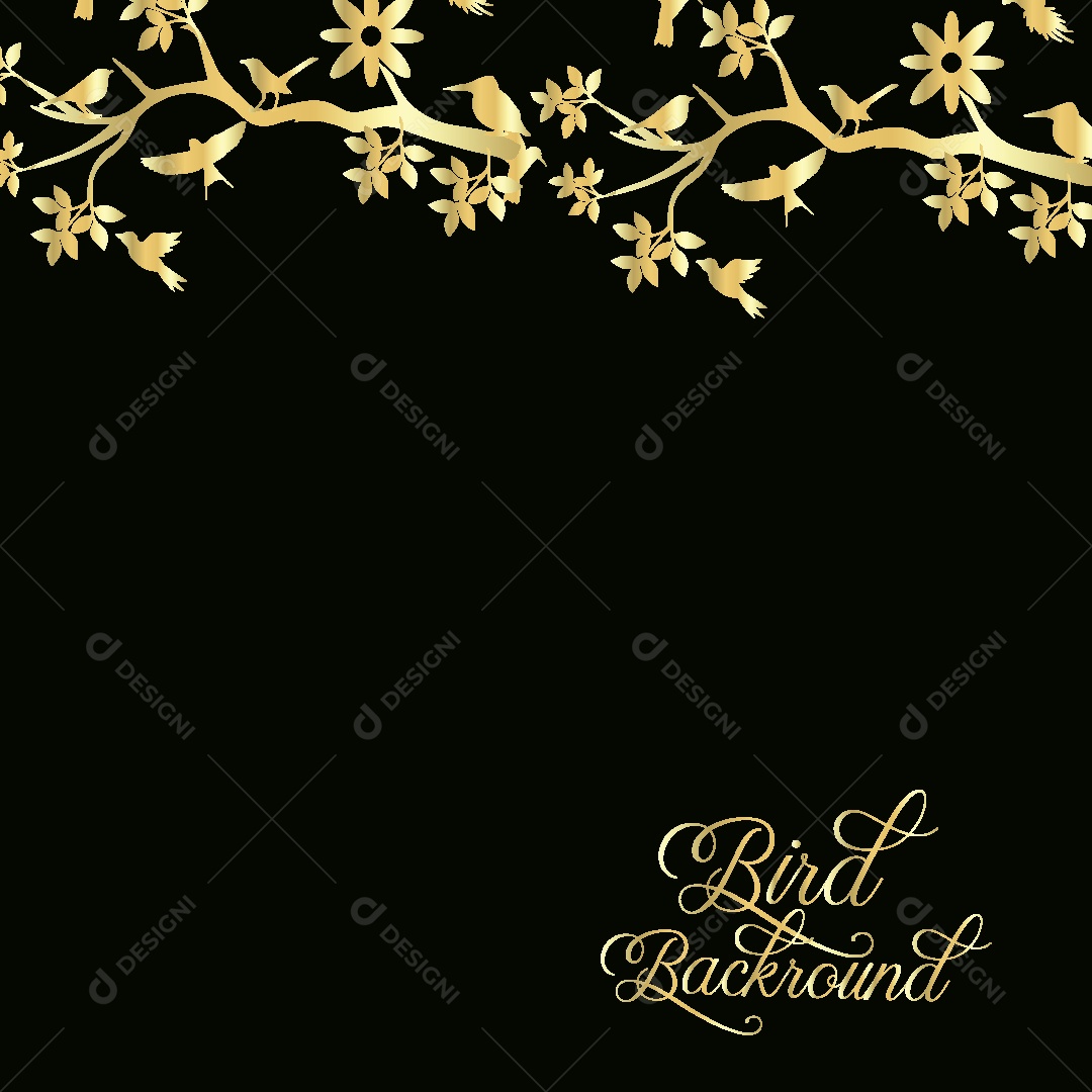 Background de Pássaros e Folhas Vetor EPS