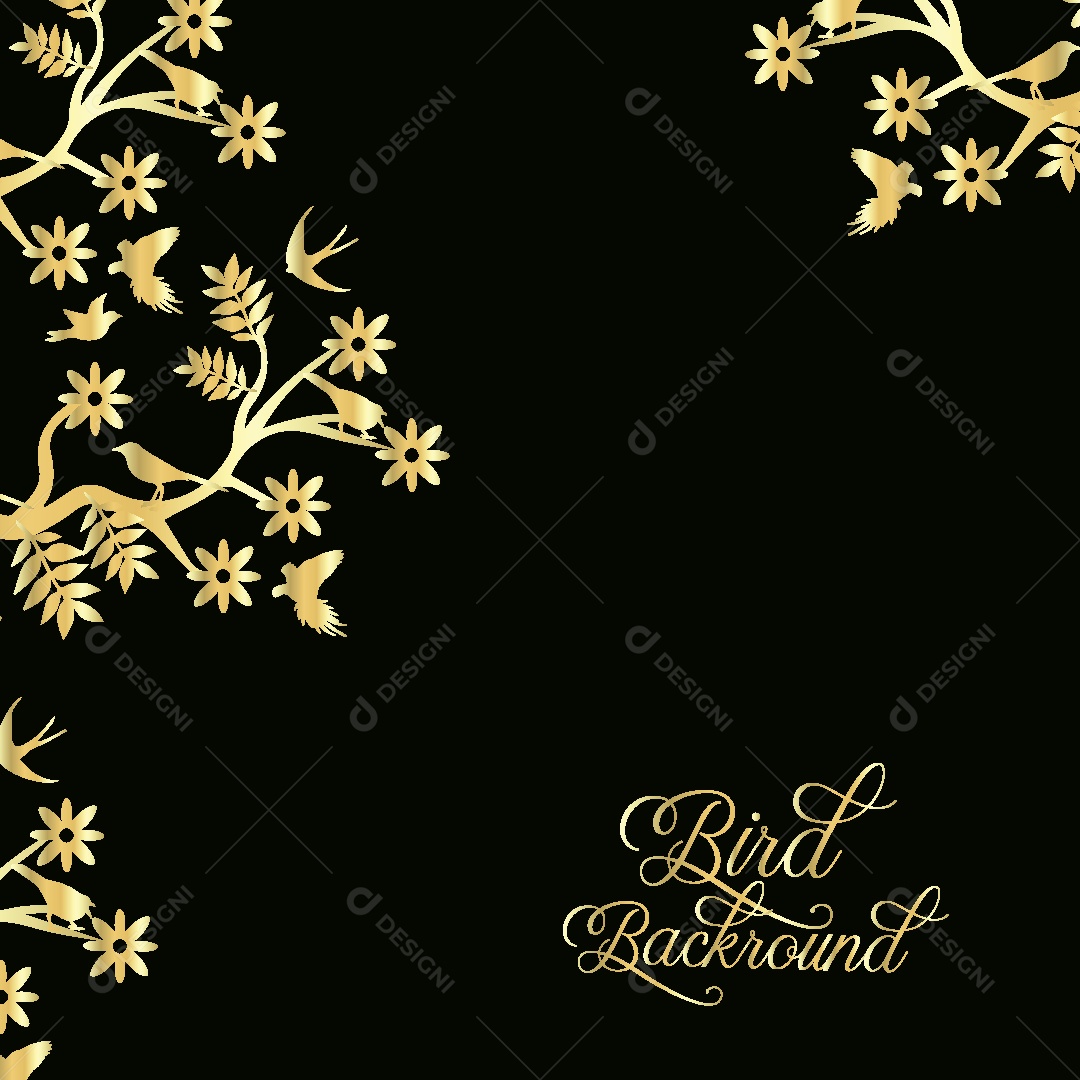 Background de Pássaros e Folhas Vetor EPS