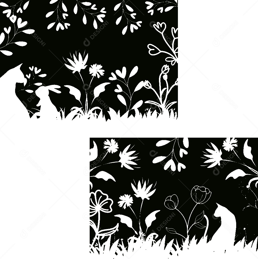 Jardim em Preto e Branco Vetor EPS