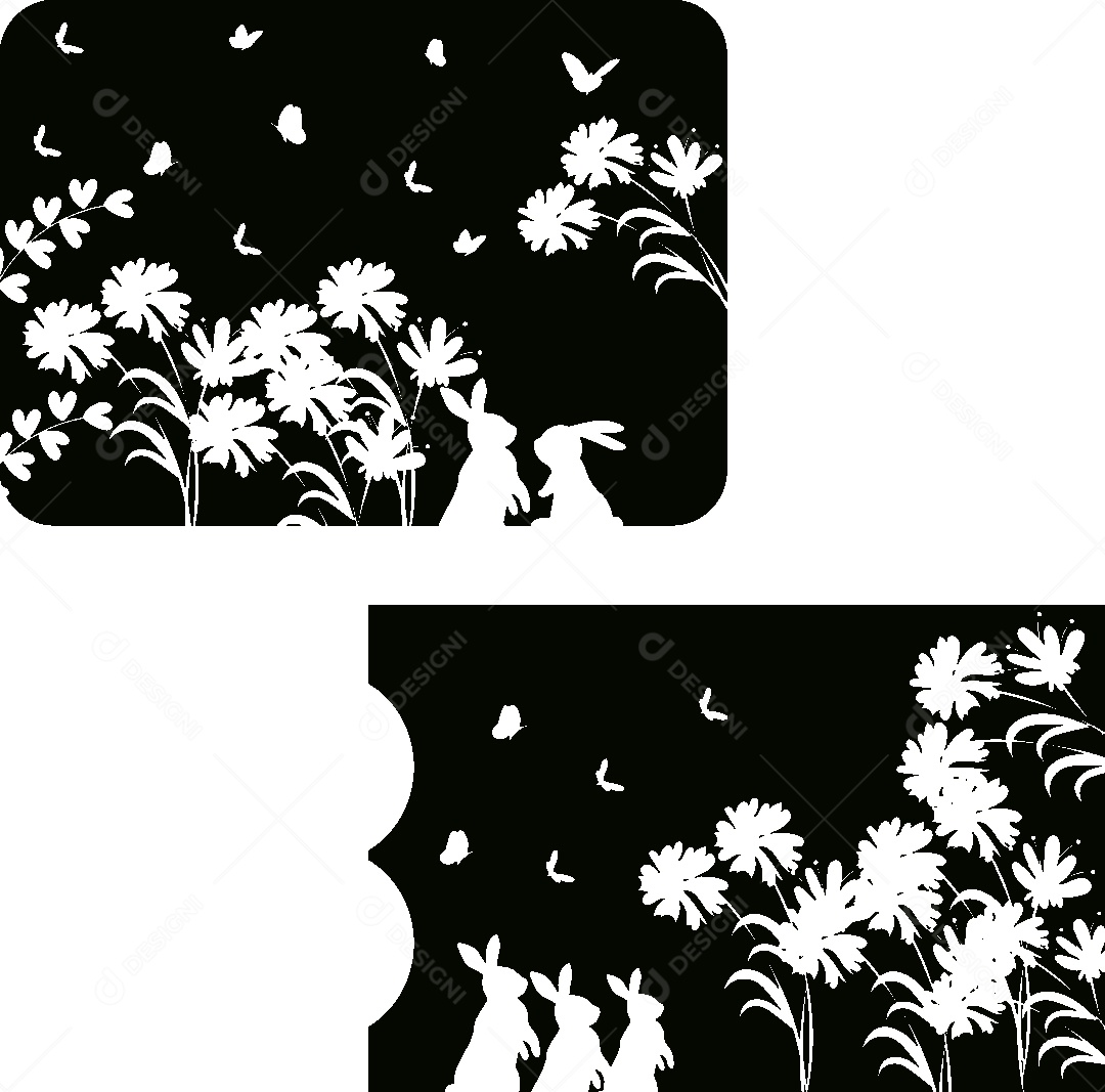 Jardim em Preto e Branco Vetor EPS