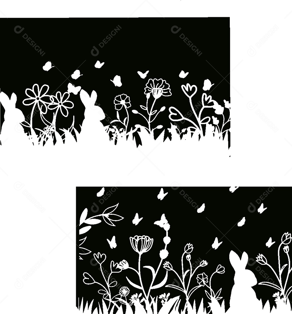 Jardim em Preto e Branco Vetor EPS