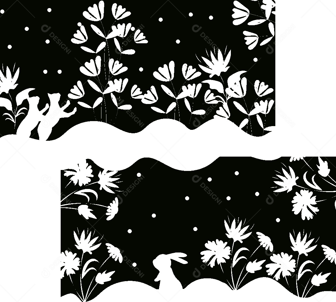 Jardim em Preto e Branco Vetor EPS