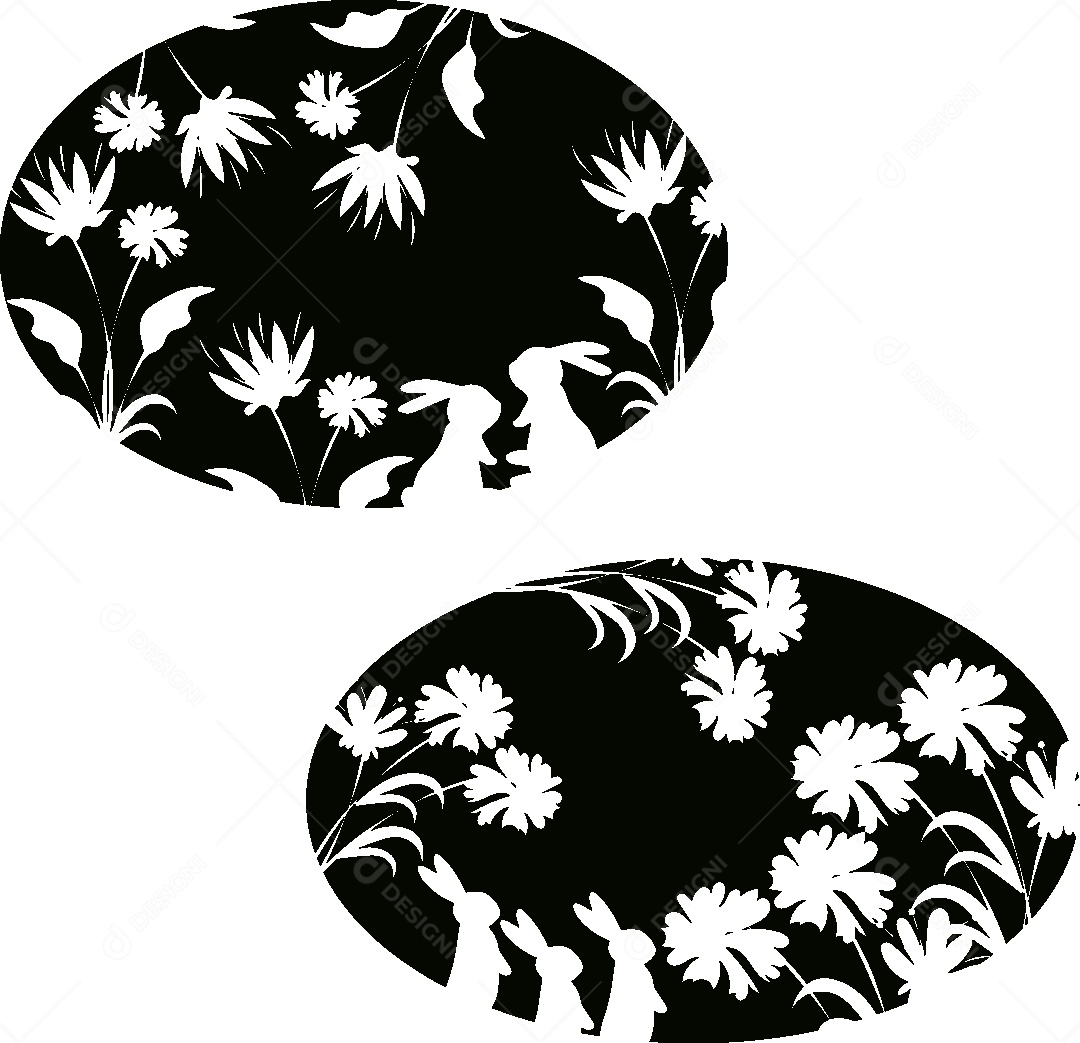 Jardim em Preto e Branco Vetor EPS