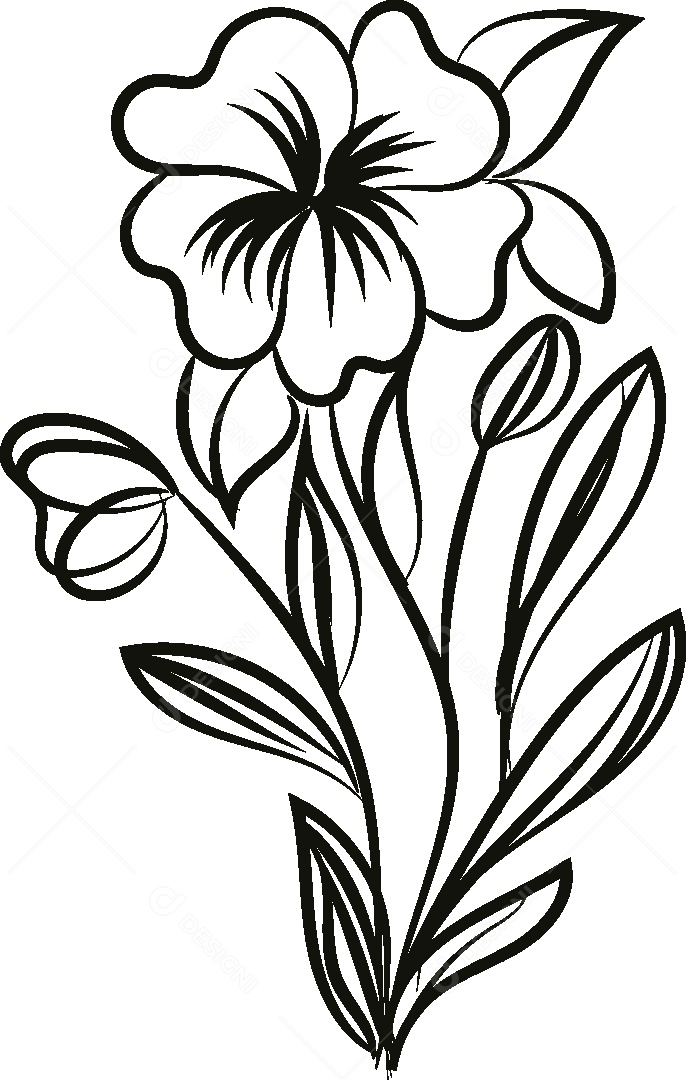 Desenhos de Flor Feito a Mão Vetor EPS