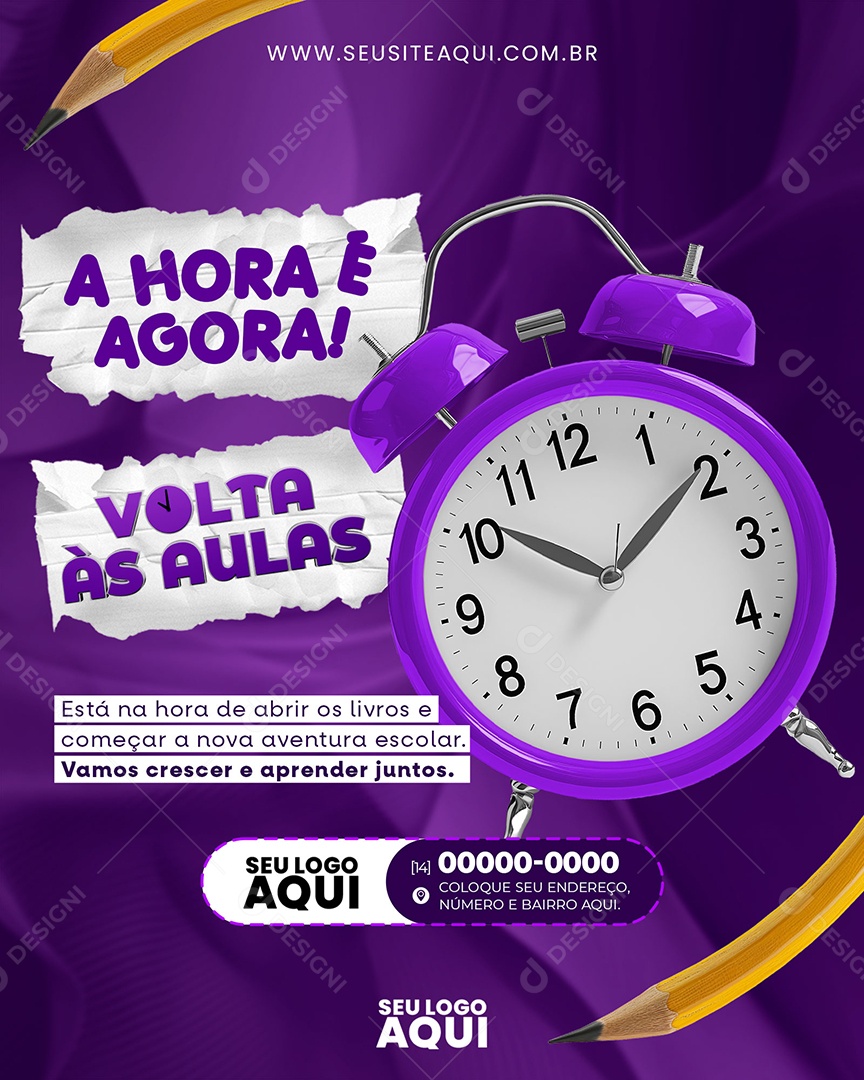 Volta às Aulas a Hora é Agora Está na Hora de Abrir os Livros Social Media PSD Editável