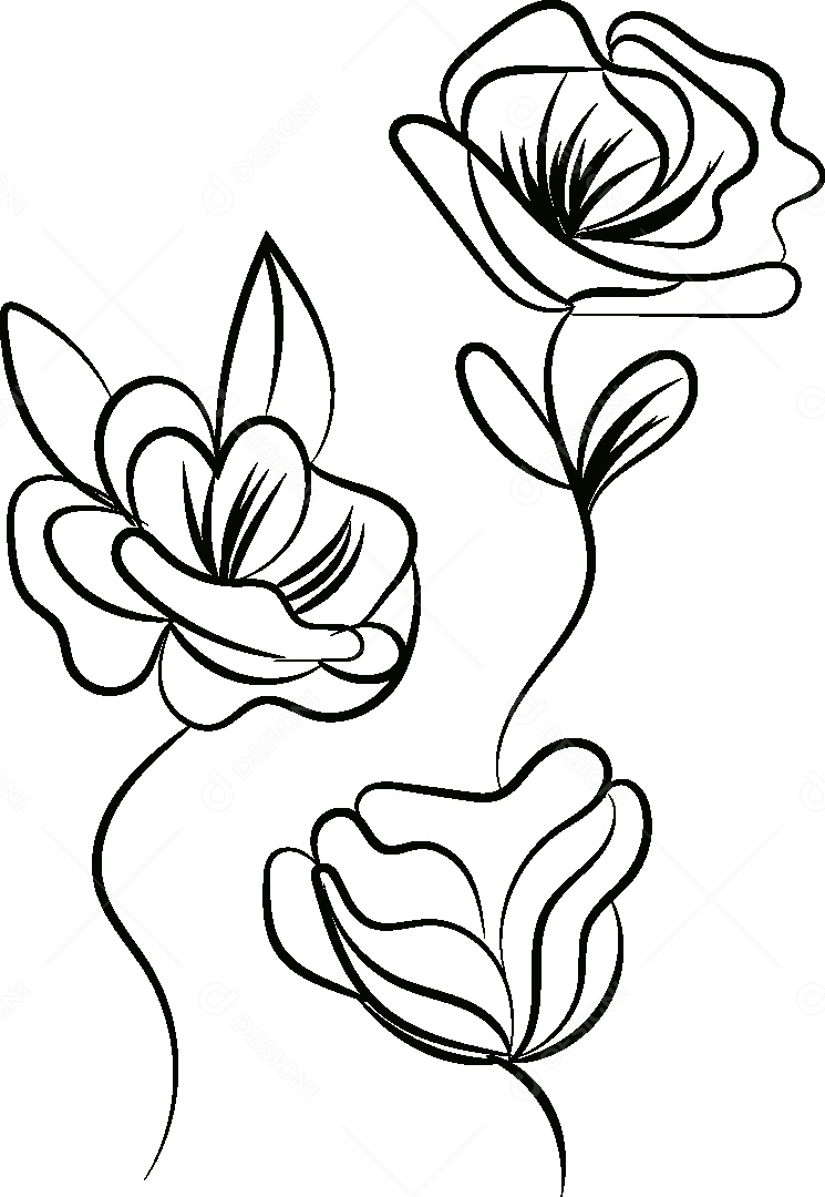 Desenho de Flores Feito a Mão Vetor EPS