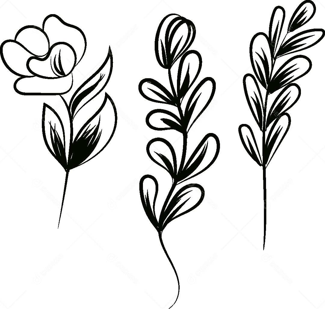 Desenhos de Flores Feito a Mão Vetor EPS