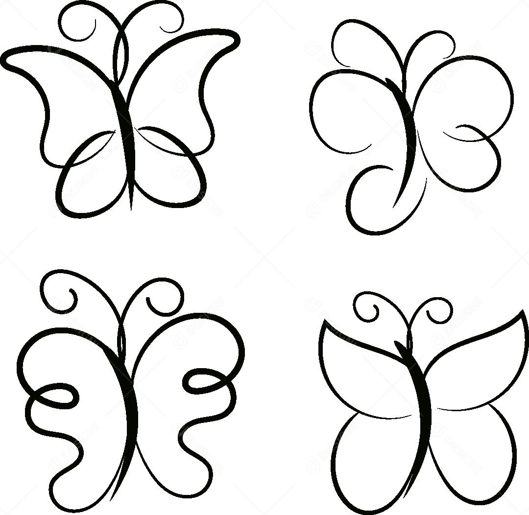 Desenhos de Borboletas Feito a Mão Vetor EPS