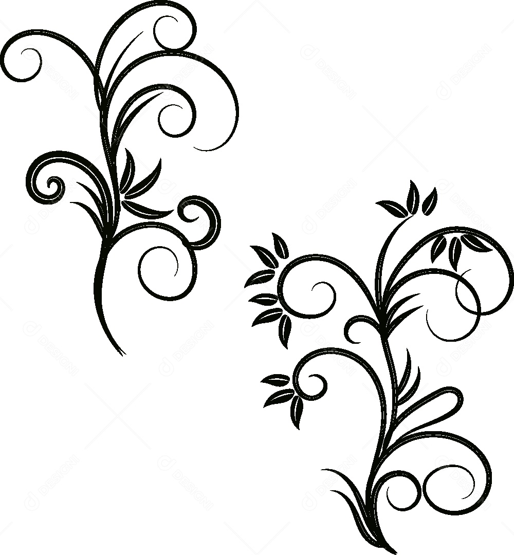 Conjunto de Desenhos Florais Vetor EPS