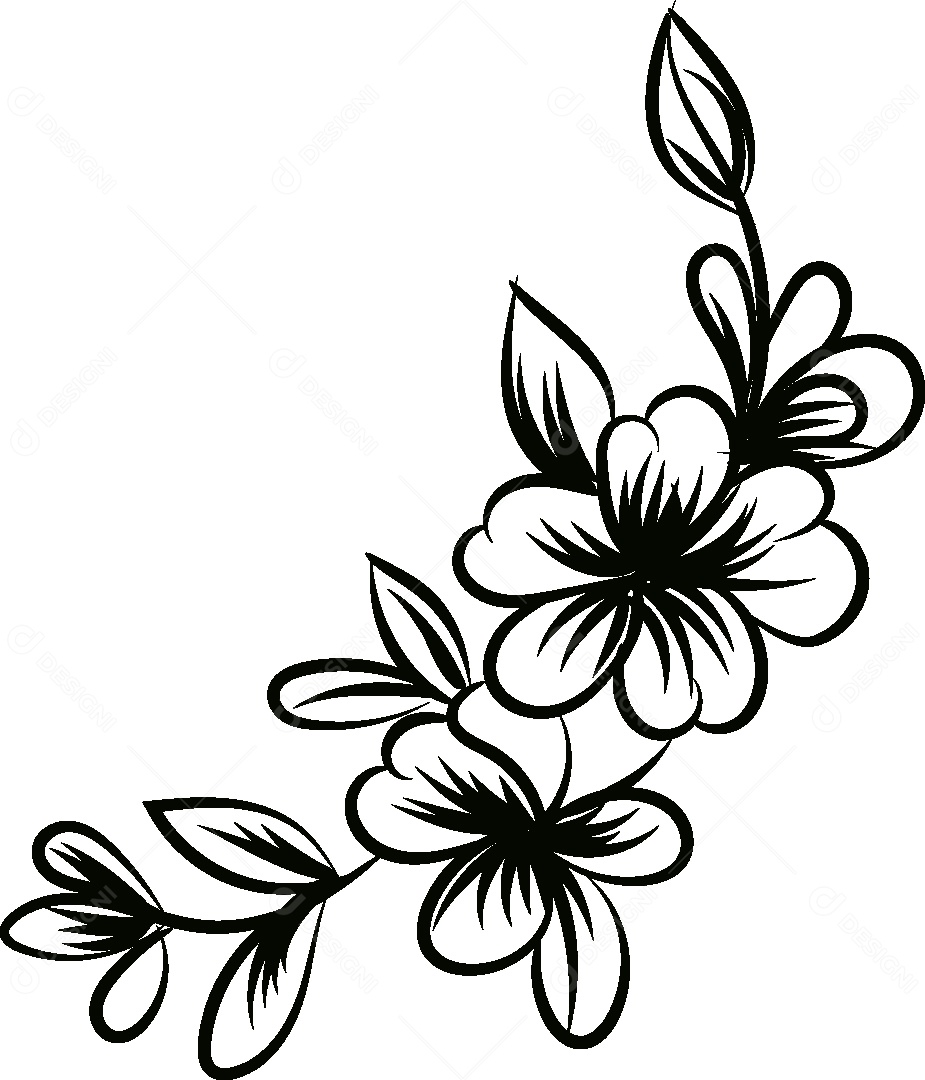 Desenho de Flores Feito a Mão Vetor EPS