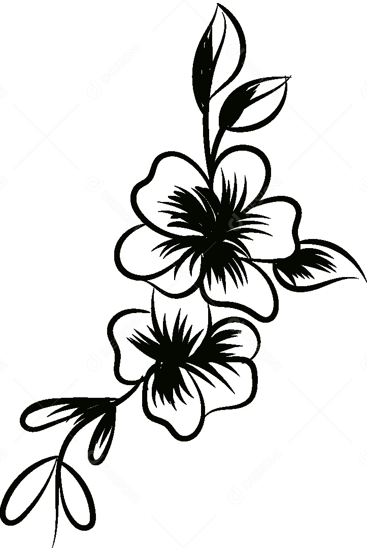 Desenho de Flores Feito a Mão Vetor EPS