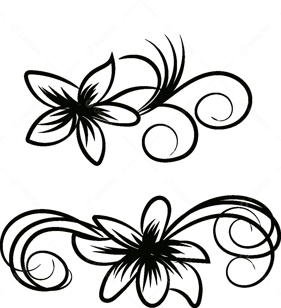 Desenho de Flores Feito a Mão Vetor EPS