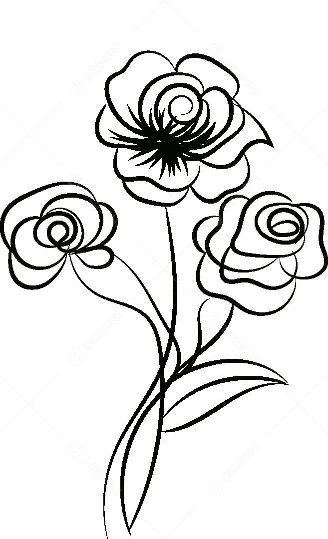 Desenho de Flores Feito a Mão Vetor EPS
