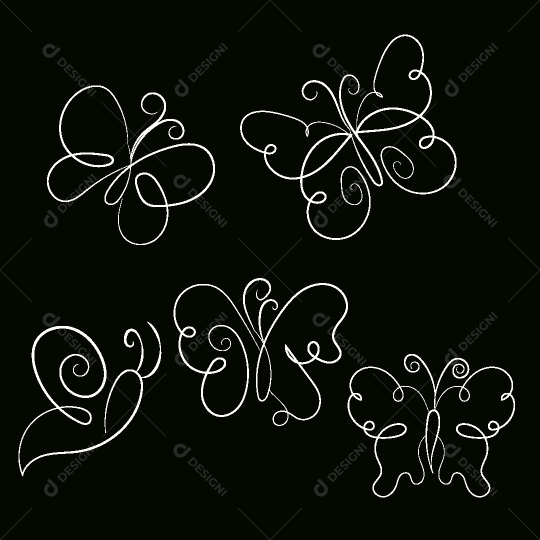 Desenhos de Borboletas Feito a Mão Vetor EPS