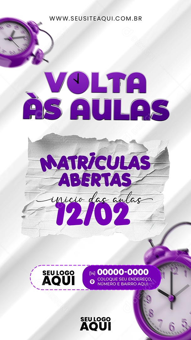 Story Volta às Aulas Matrículas Abertas Social Media PSD Editável