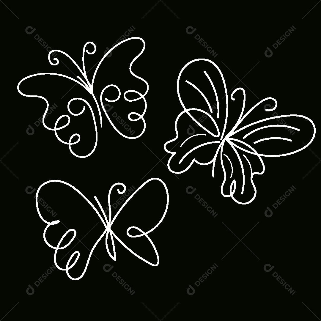 Desenhos de Borboletas Feito a Mão Vetor EPS