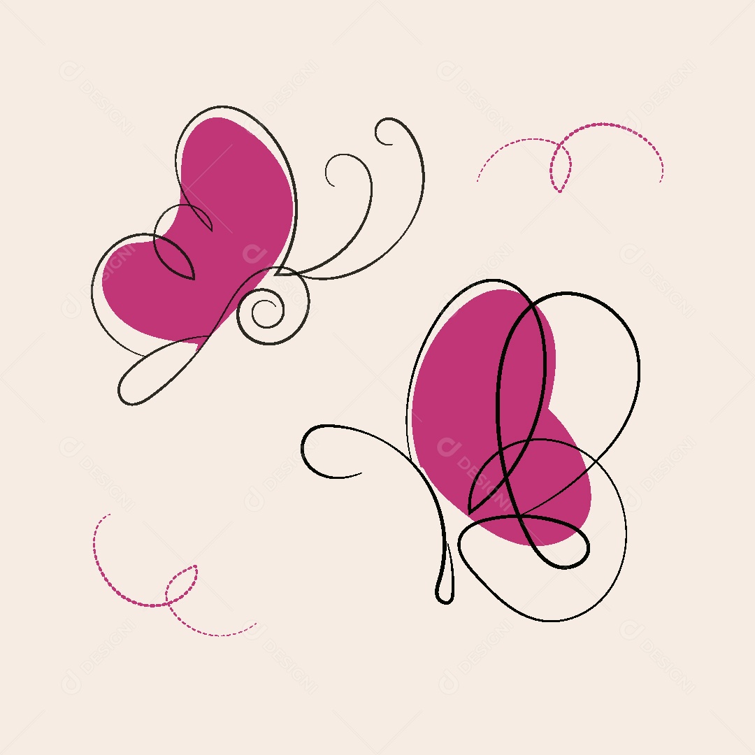 Desenhos de Borboletas Feito a Mão Vetor EPS