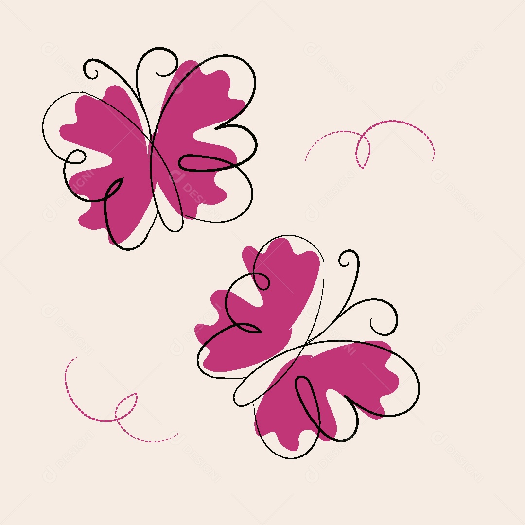 Desenhos de Borboletas Feito a Mão Vetor EPS