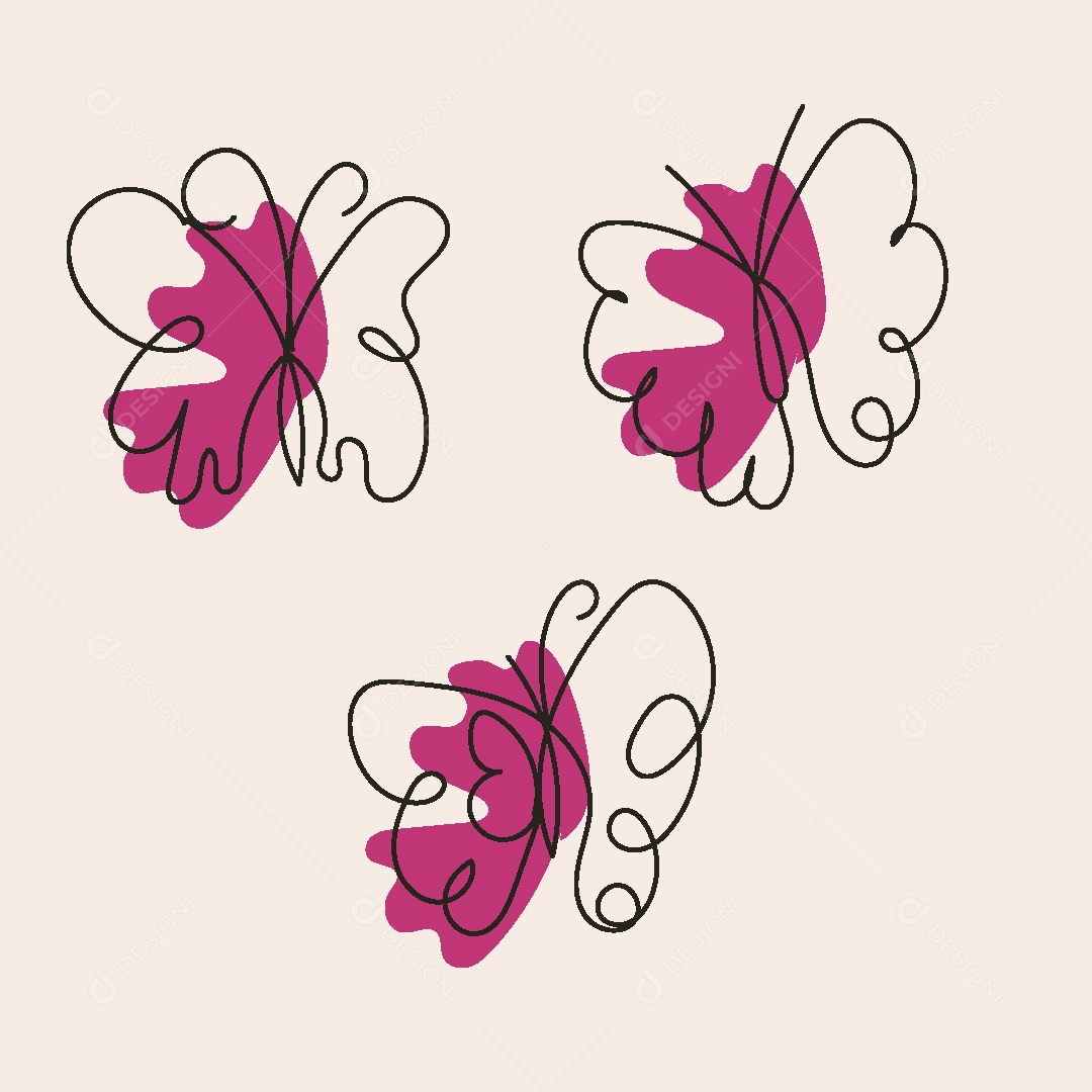 Desenhos de Borboletas Feito a Mão Vetor EPS