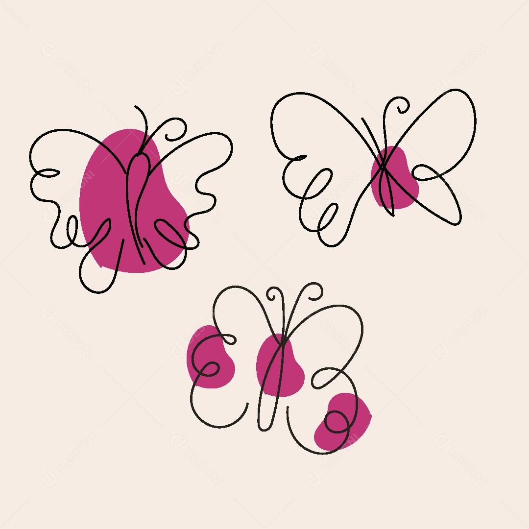 Desenhos de Borboletas Feito a Mão Vetor EPS