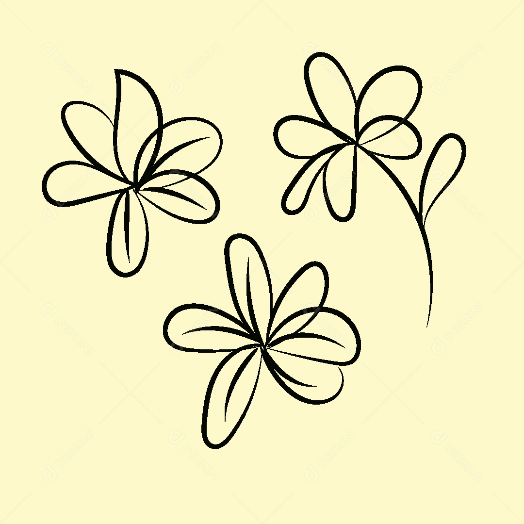 Desenhos de Flor Feito a Mão Vetor EPS