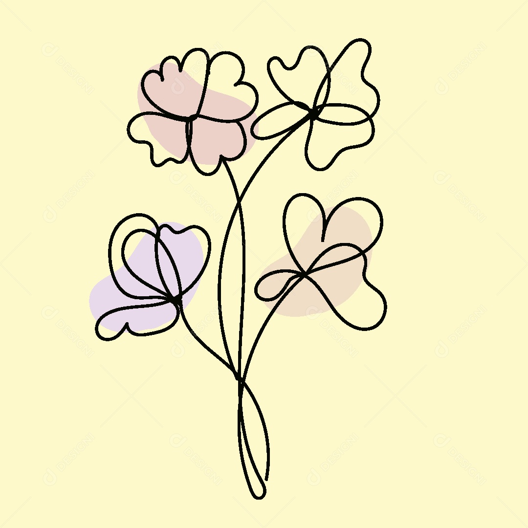 Desenhos de Flor Feito a Mão  Vetor EPS