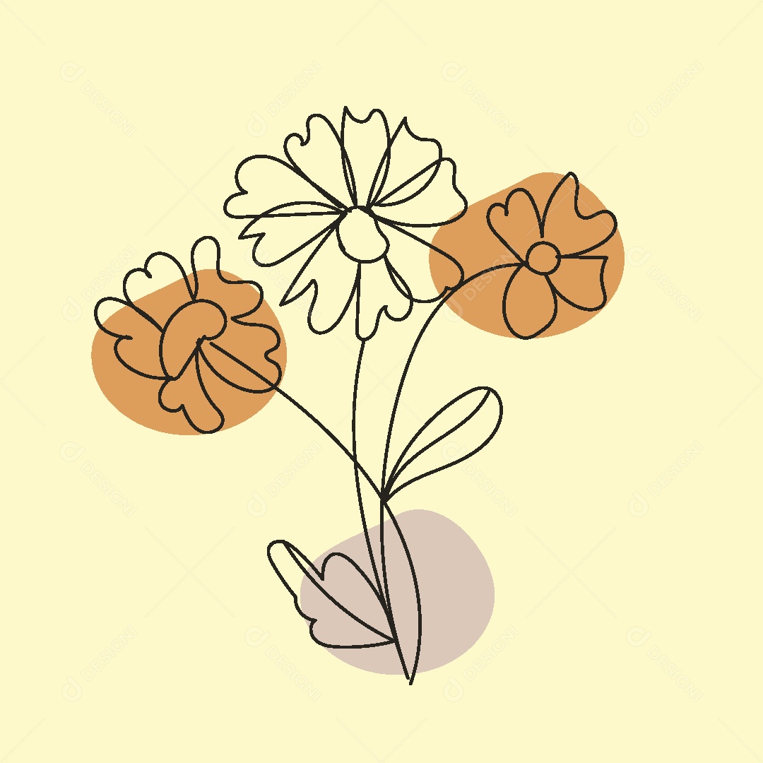 Desenhos de Flor Feito a Mão  Vetor EPS