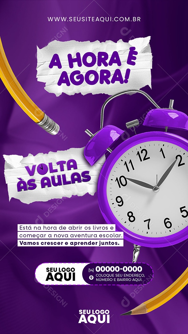 Story Volta às Aulas a Hora é Agora Está na Hora de Abrir os Livros Social Media PSD Editável