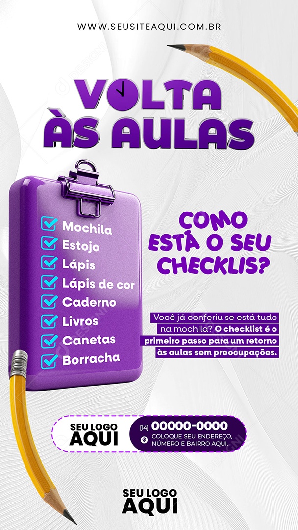 Story Volta às Aulas como Está o seu Checklis Social Media PSD Editável