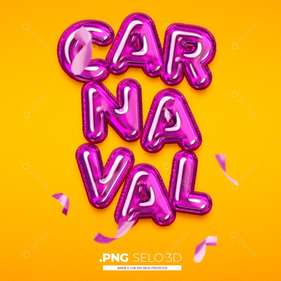 Texto 3D Carnaval PNG Transparente