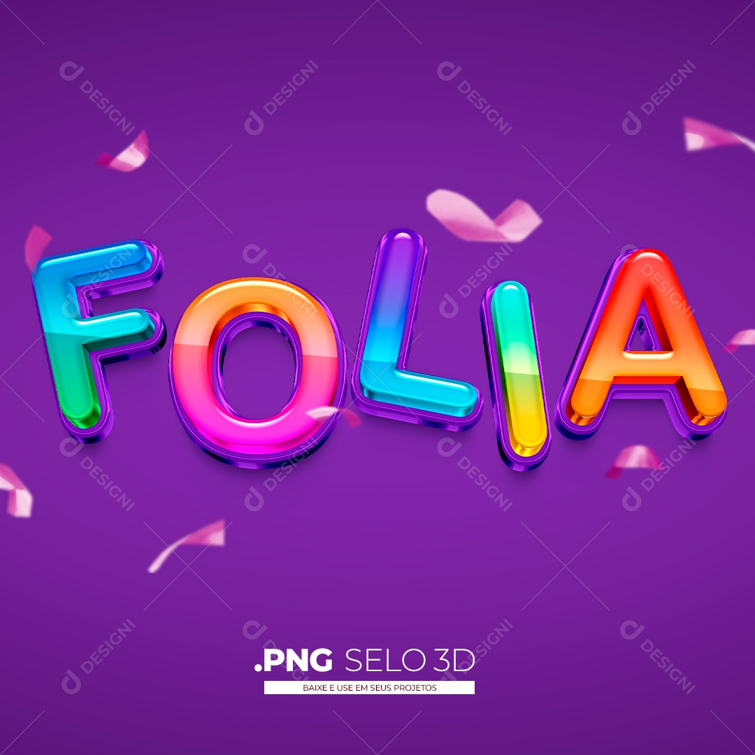 Texto 3D Folia PNG Transparente