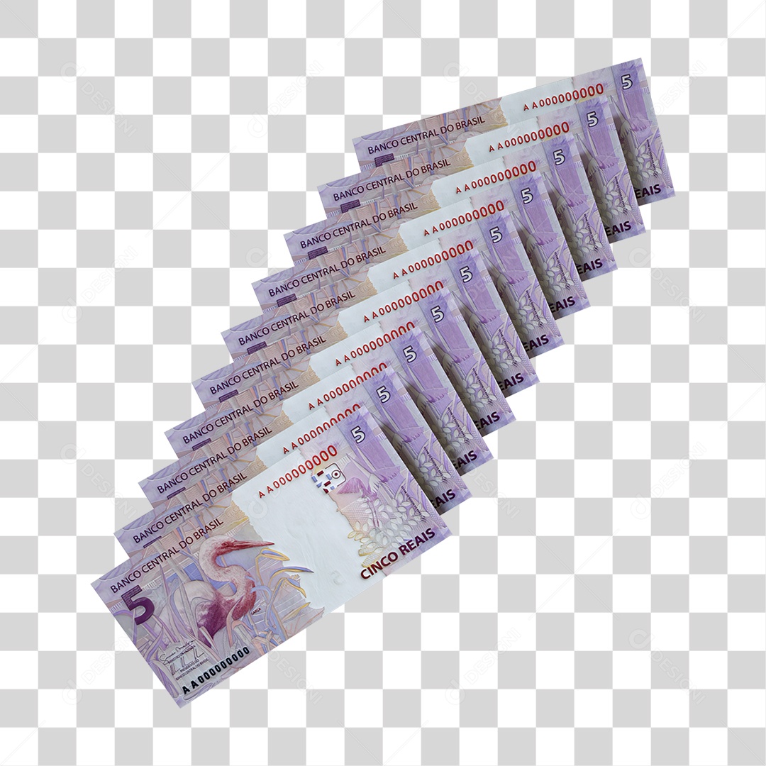 5 Reais Notas Cédula Dinheiro PNG Transparente