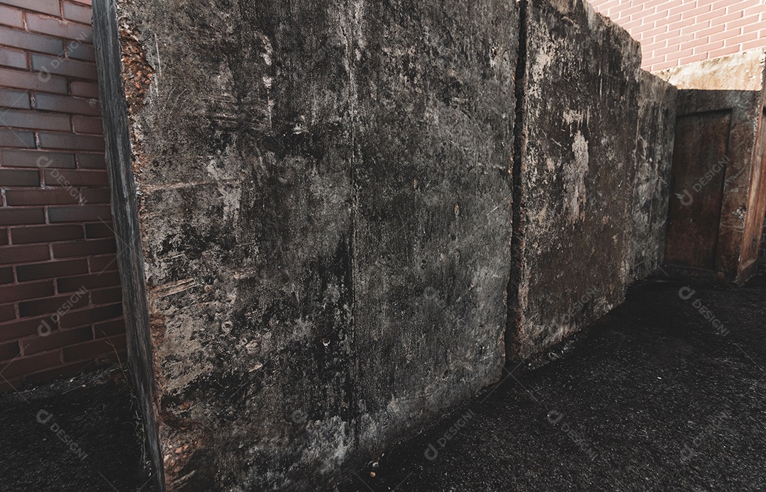 Parede rebocada com textura de cimento