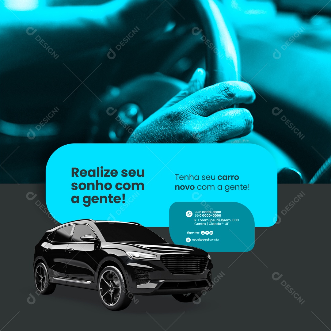 Agencia de Veículos Concessionária Realize seu sonho com a gente Social Media PSD Editável
