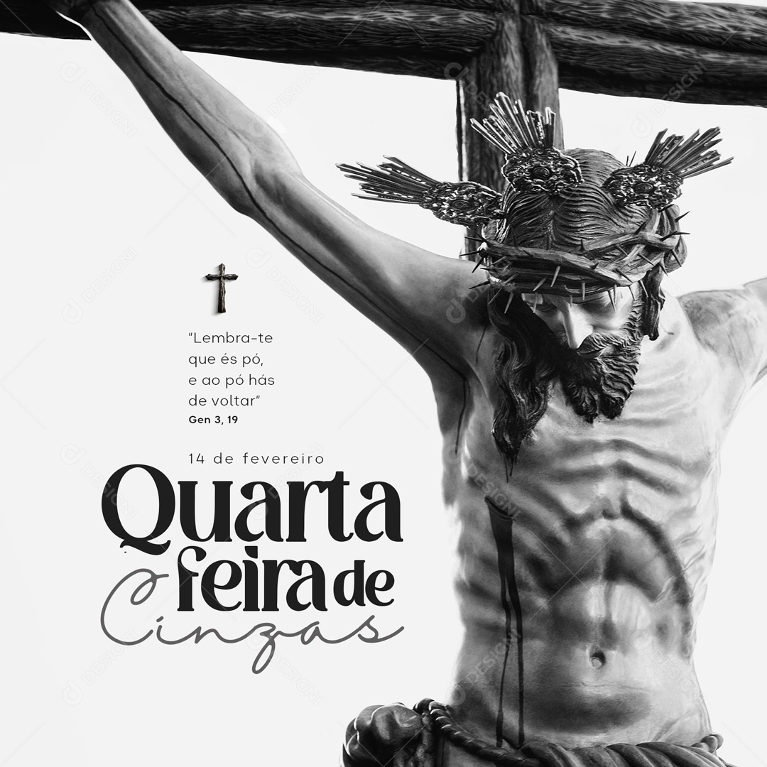 Quarta Feira de Cinzas 14 de Fevereiro Lembra-te que és Pó Social Media PSD Editável