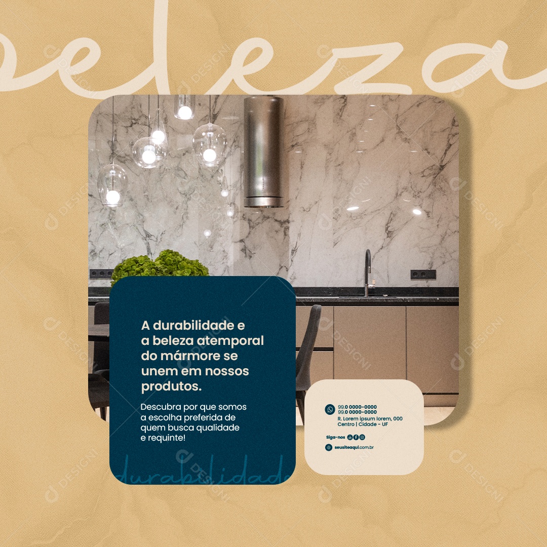 Marmoraria A durabilidade e a beleza atemporal Social Media PSD Editável