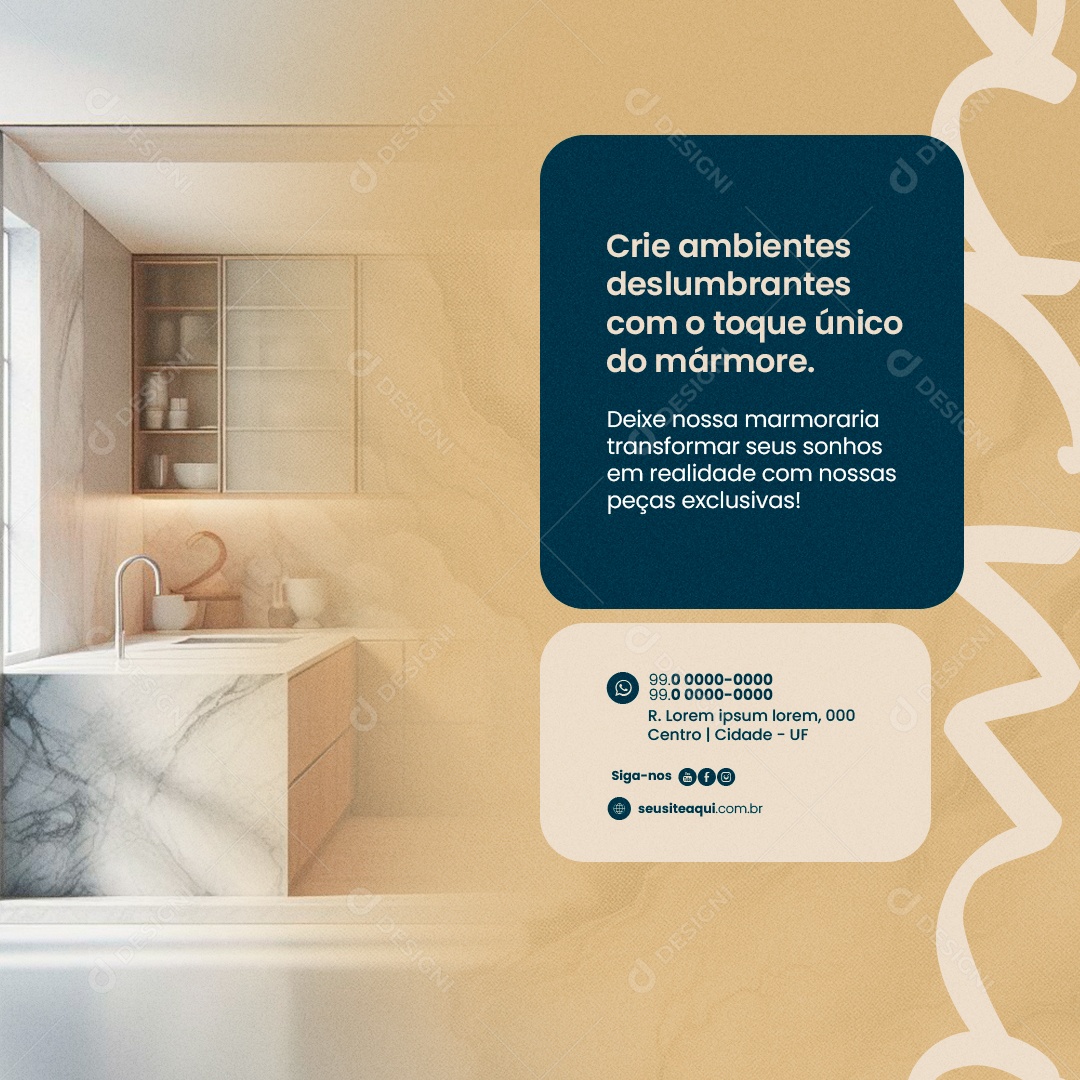 Marmoraria Crie Ambientes deslumbrantes Social Media PSD Editável