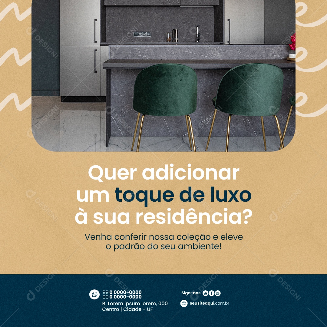 Marmoraria Quer adicionar um toque de luxo à sua residência Social Media PSD Editável