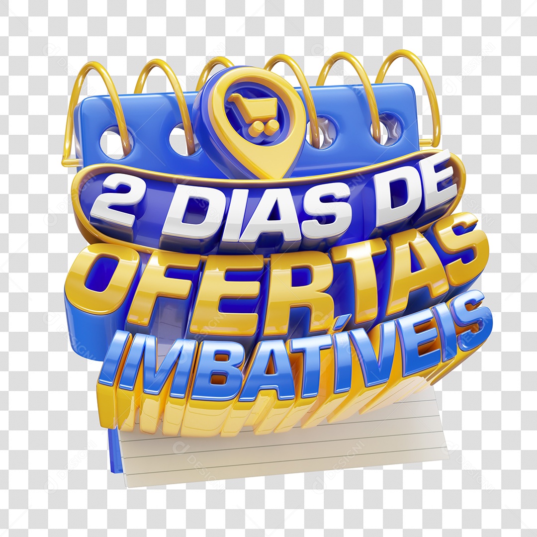 Dois Dias de Ofertas Imbatíveis Selo 3D Azul Amarelo Branco para Composição PSD