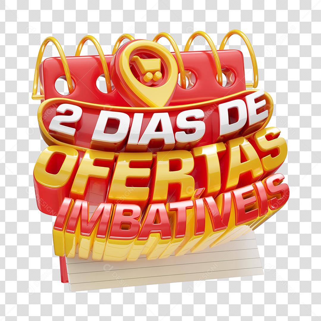 Dois Dias de Ofertas Imbatíveis Selo 3D Vermelho Amarelo Branco para Composição PSD