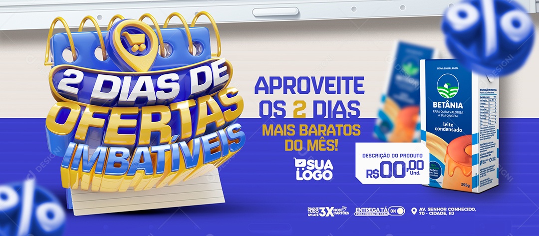 Banner Dois Dias de Ofertas Imbatíveis Aproveite mais Baratos do Mês Social Media PSD Editável