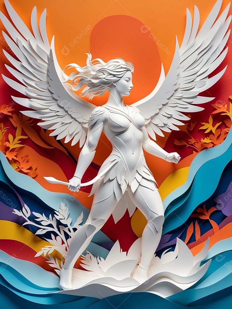 Olimpíadas uma arte recortada em papel com os recordes dos jogos olímpicos ganha vida mostrando o espírito determinado de um esportista IA generativa