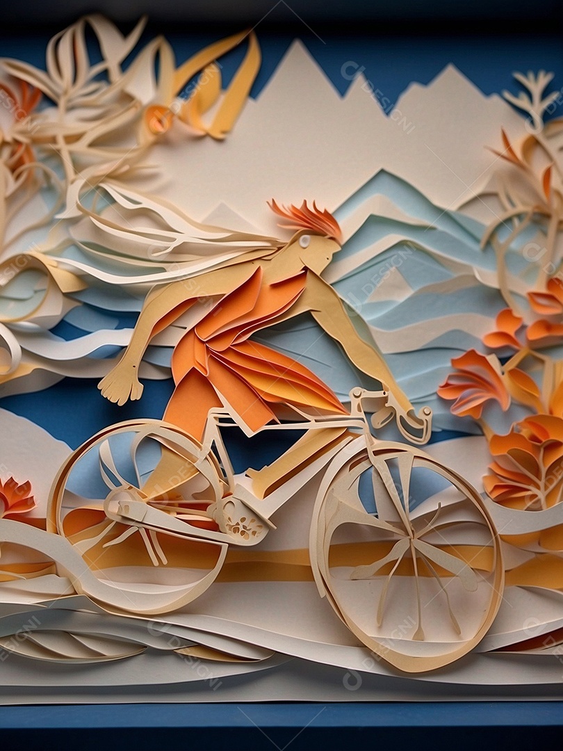 Olimpíadas uma arte recortada em papel com os recordes dos jogos olímpicos ganha vida mostrando o espírito determinado de um esportista IA generativa