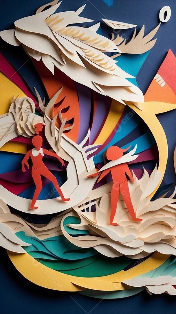 Olimpíadas uma arte recortada em papel com os recordes dos jogos olímpicos ganha vida mostrando o espírito determinado de um esportista IA generativa