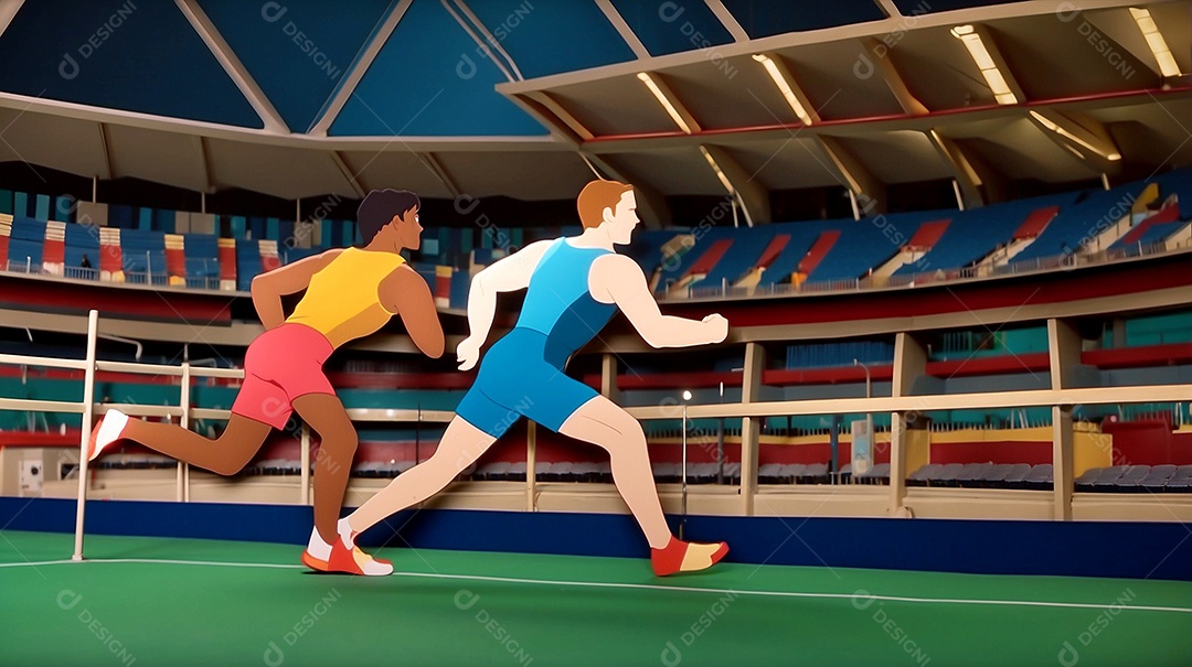 Olimpíadas uma arte recortada em papel com os recordes dos jogos olímpicos ganha vida mostrando o espírito determinado de um esportista IA generativa