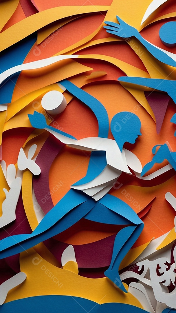 Olimpíadas uma arte recortada em papel com os recordes dos jogos olímpicos ganha vida mostrando o espírito determinado de um esportista IA generativa