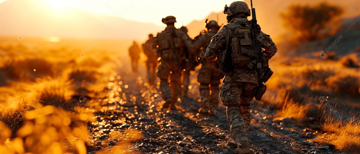 Os soldados estão travando uma guerra. IA generativa.