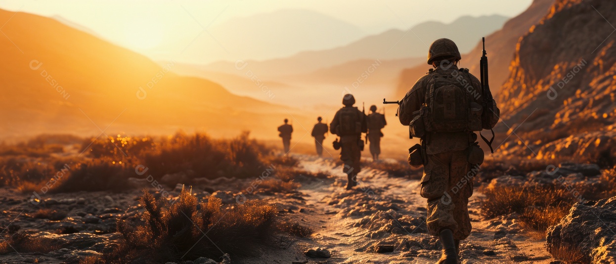 Os soldados estão travando uma guerra. IA generativa.