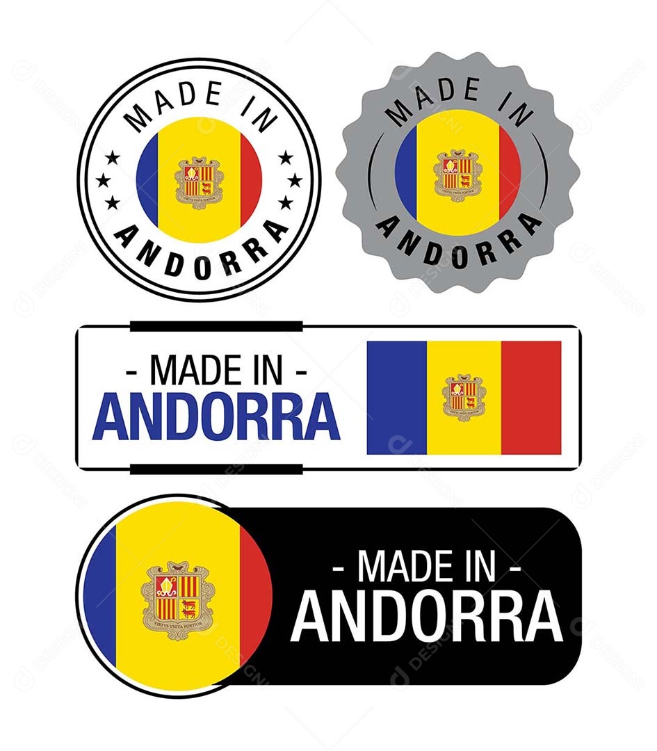Etiquetas Made in Andorra Ilustração Vetor EPS